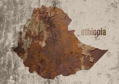 Ethiopia Map Rusty Cement