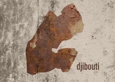 Djibouti Map Rusty Cement