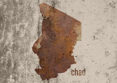 Chad Map Rusty Cement Art