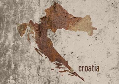 Croatia Map Rusty Cement