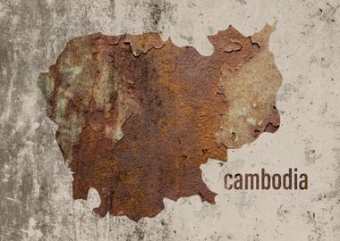 Cambodia Map Rusty Cement