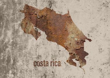 Costa Rica Map Rusty Art