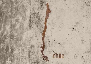 Chile Map Rusty Cement Art