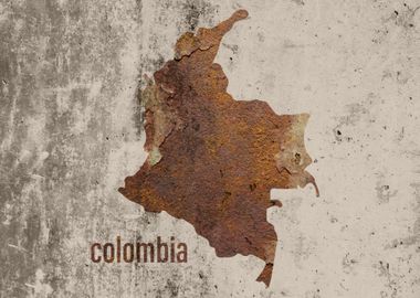 Colombia Map Rusty Cement