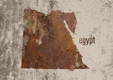 Egypt Map Rusty Cement Art