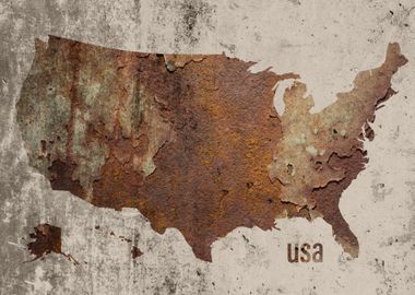 USA United States Map Rust