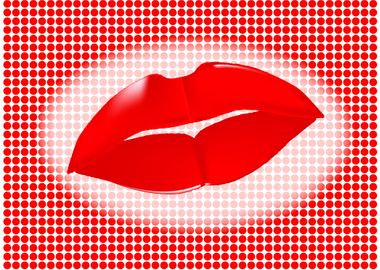 Red Lips Dots Background