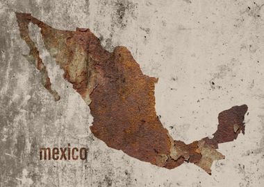 Mexico Map Rusty Cement