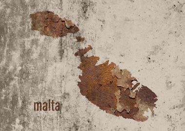 Malta Map Rusty Cement