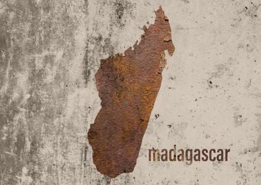 Madagascar Map Rusty Art