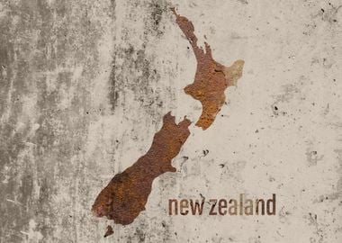 New Zealand Map Rusty Art