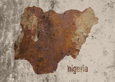 Nigeria Map Rusty Cement