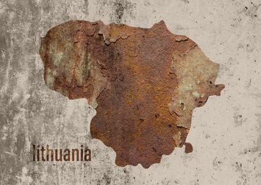 Lithuania Map Rusty Cement