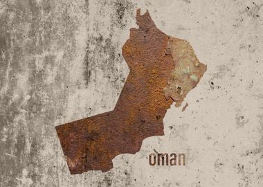 Oman Map Rusty Cement