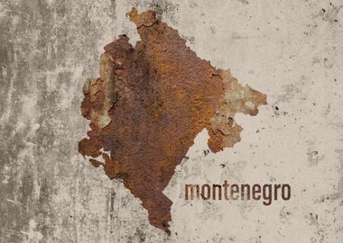 Montenegro Map Rusty Art