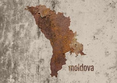 Moldova Map Rusty Cement