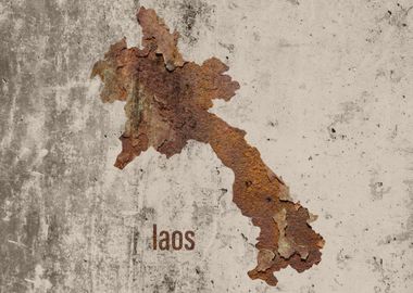 Laos Map Rusty Cement