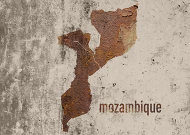 Mozambique Map Rusty Art