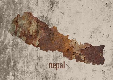 Nepal Map Rusty Cement