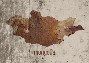 Mongolia Map Rusty Cement