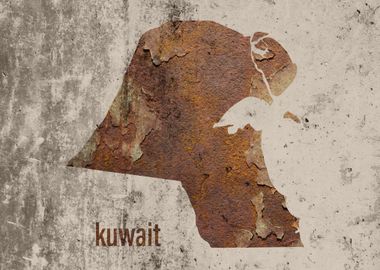 Kuwait Map Rusty Cement