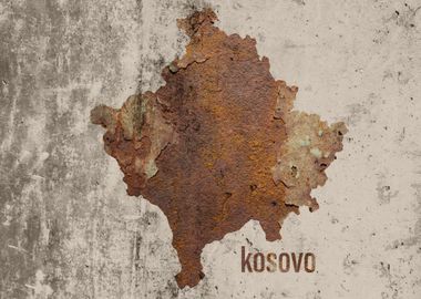 Kosovo Map Rusty Cement