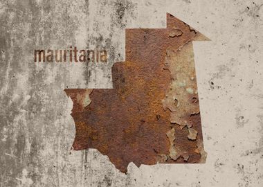 Mauritania Map Rusty Art