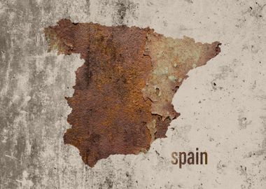 Spain Map Rusty Cement