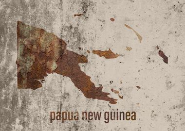 Papua New Guinea Map Rusty