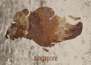 Singapore Map Rusty Cement