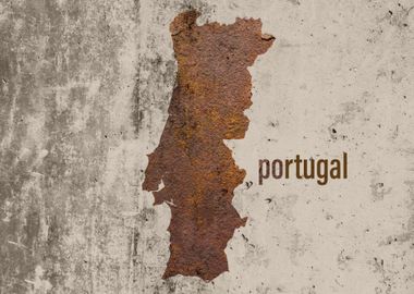 Portugal Map Rusty Cement