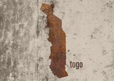 Togo Map Rusty Cement