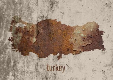 Turkey Map Rusty Cement