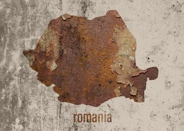 Romania Map Rusty Cement