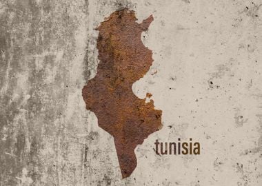 Tunisia Map Rusty Cement