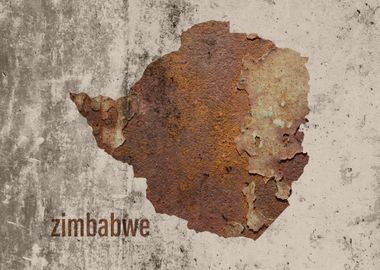 Zimbabwe Map Rusty Cement