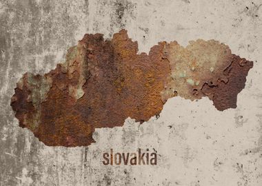 Slovakia Map Rusty Cement