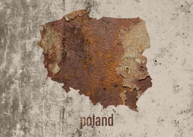 Poland Map Rusty Cement