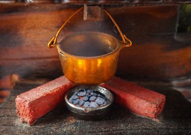 Old vintage cooking pot