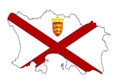 Island Of Jersey With Flag