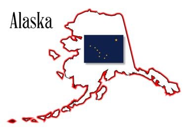 Alaska State Map and Flag