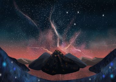 Mountains at Starry Sky