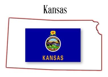 Kansas State Map and Flag