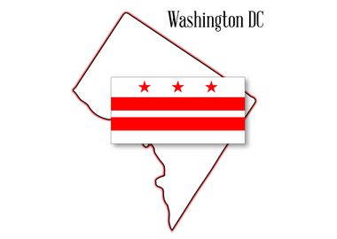 Washington DC Map and Flag