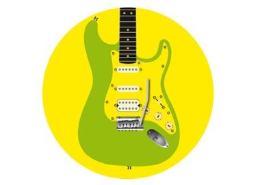 Round Green Guitar Icon