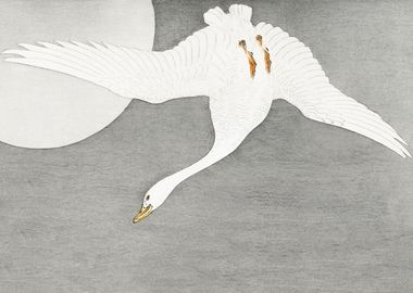 Goose and Moon woodblock