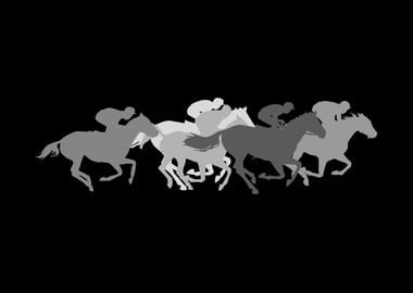 Horse Racing On Black Art