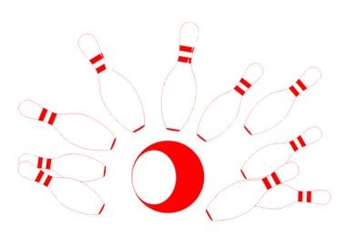 Red Bowling Pins and Ball