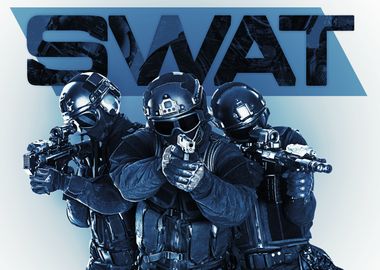 Studio shot of swat police