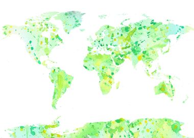 green watercolour map